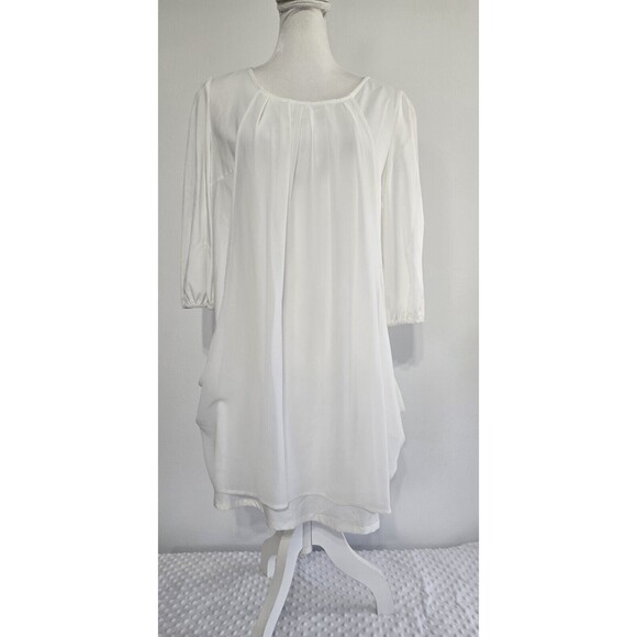 Womens Career Blouse XXL White 3/4 Sleeve Pullover Clocolor NWT USA Silk Feel - Picture 1 of 12